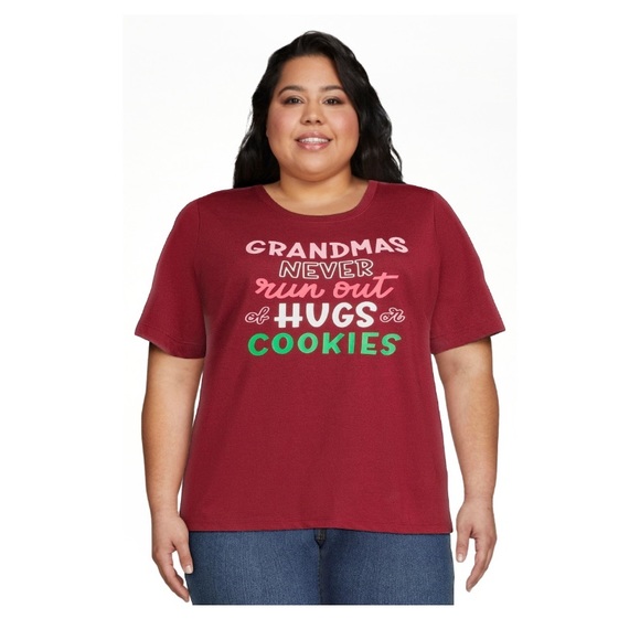 Holiday Time Tops - Holiday Time Women’s Christmas “Grandma’s Hugs” graphic shirt; S M L XL XXL